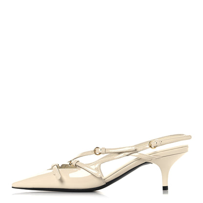 Miu Miu Vernice Buckle 55mm Slingback Pumps 37 White 1 of 8