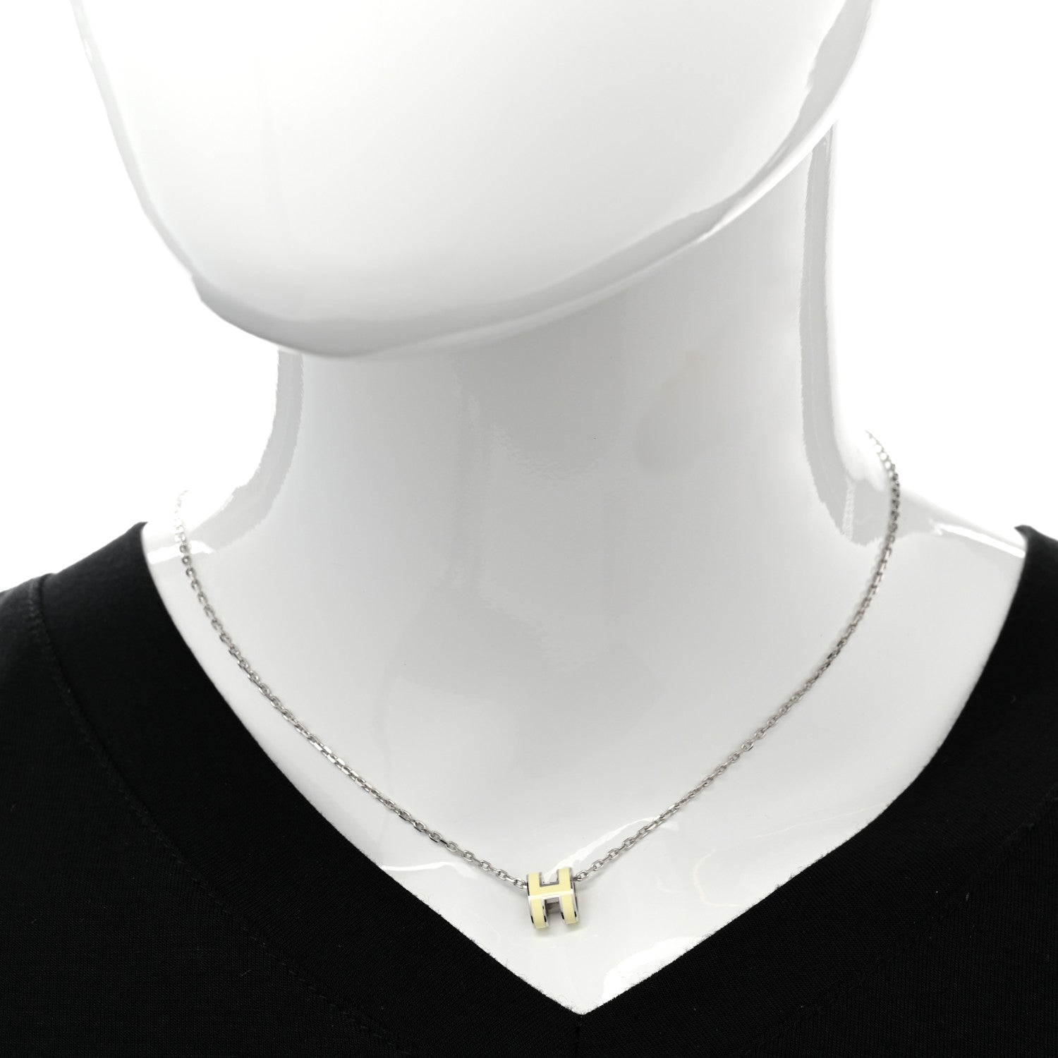 Hermes Palladium Mini Pop H Pendant Necklace Jaune Soufre Pale 2 of 8