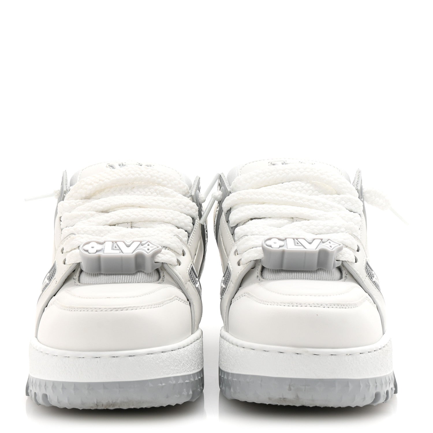 Louis Vuitton Calfskin Womens LV Trainer Maxi Sneakers 38 Gris 3 of 10