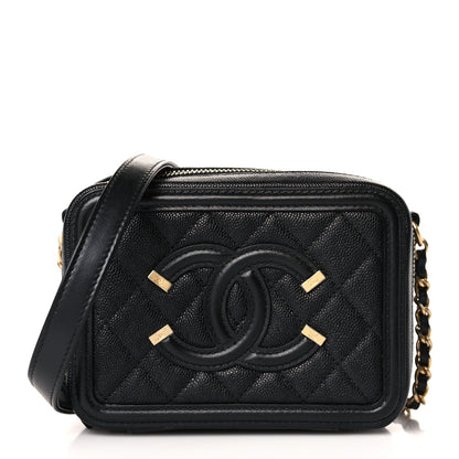 Chanel Caviar Quilted CC Filigree Vanity Clutch With Chain Black 1 of 10