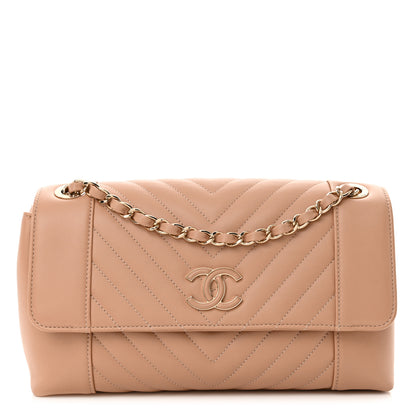 Chanel Calfskin Quilted Medium Daily Chevron Flap Beige 1 of 12