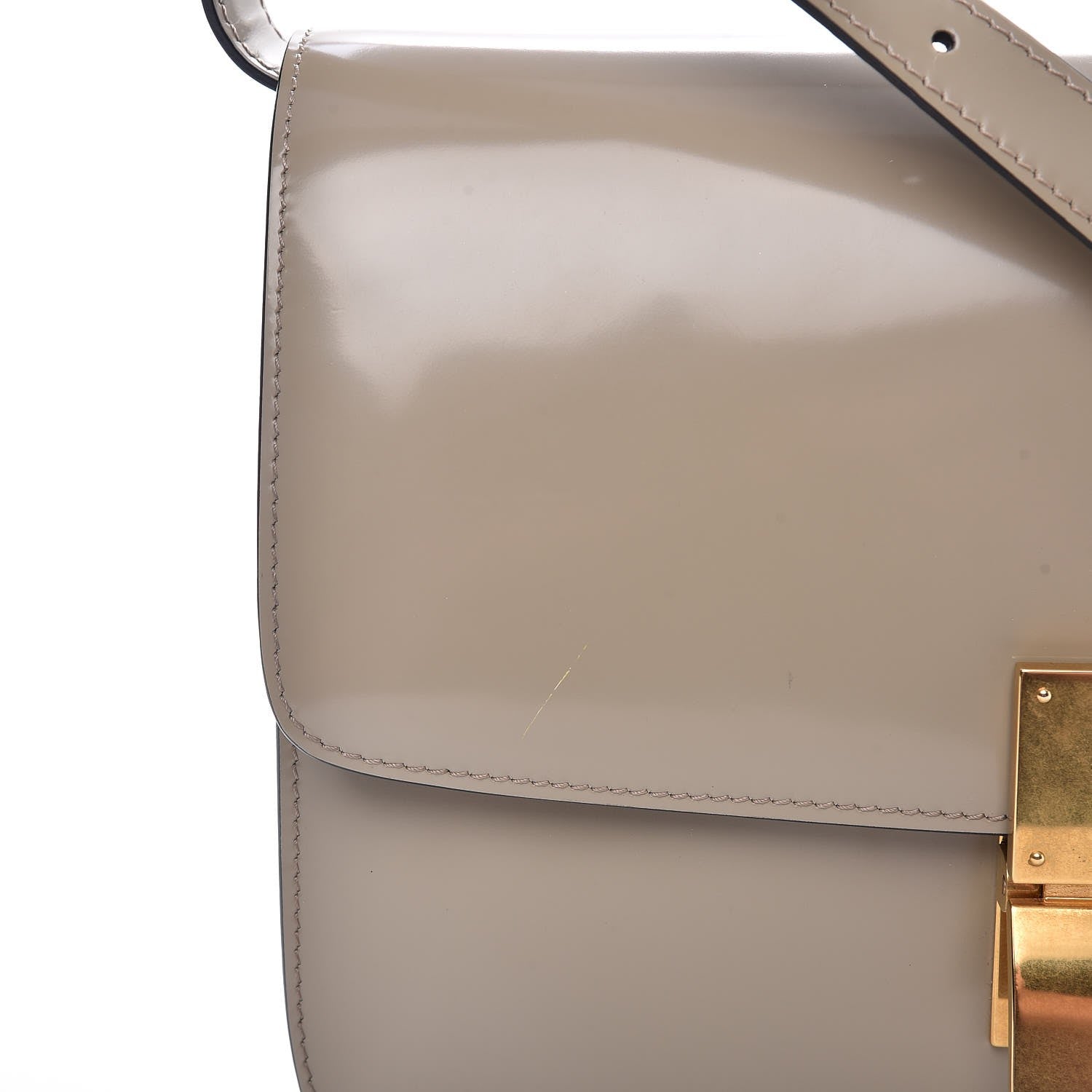 Celine Spazzolato Calfskin Medium Classic Box Flap Bag Taupe 8 of 8