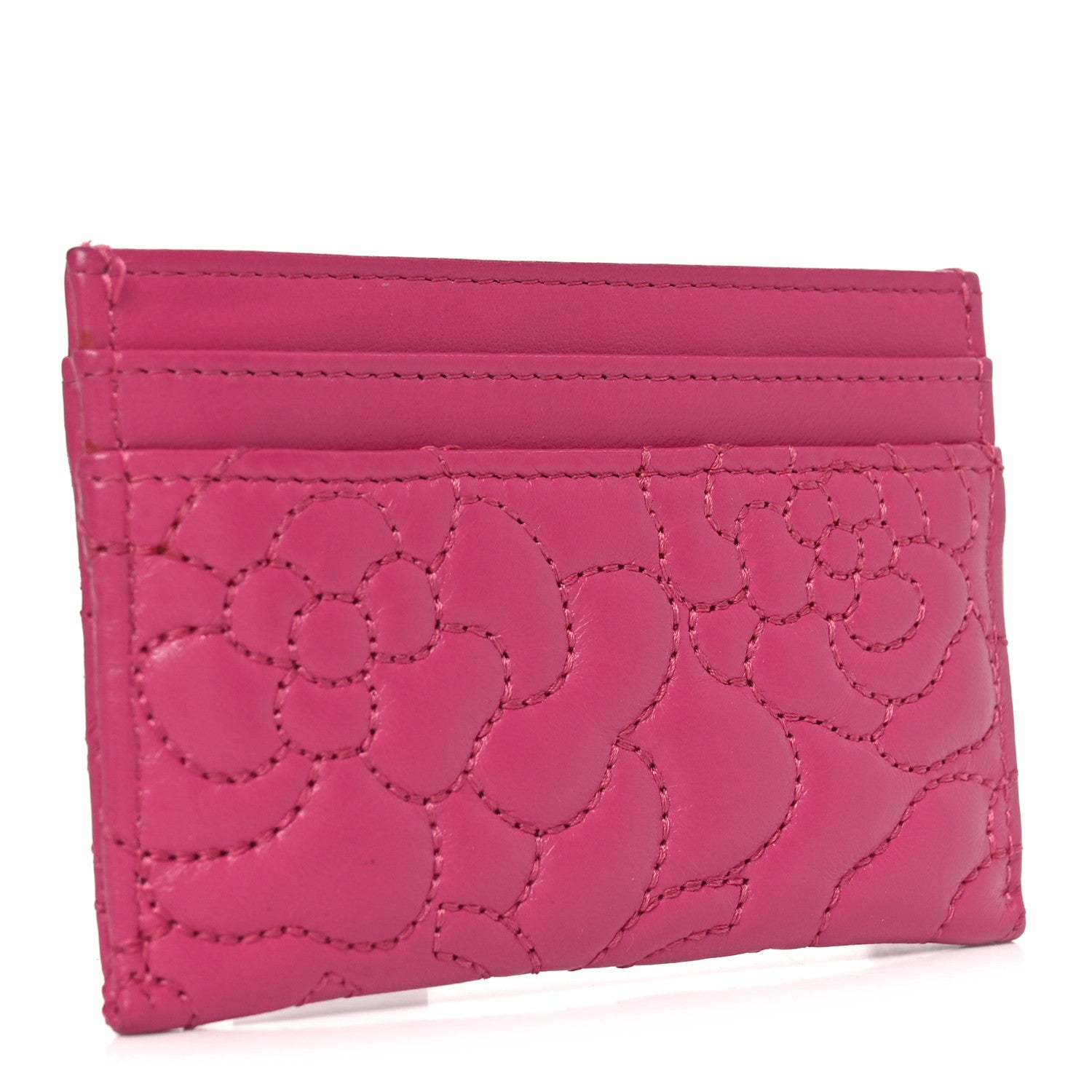 Chanel Lambskin Camellia Embossed Card Holder Fuchsia 3 of 7