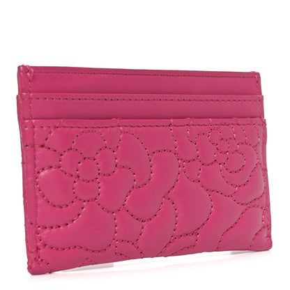 Chanel Lambskin Camellia Embossed Card Holder Fuchsia 3 of 7