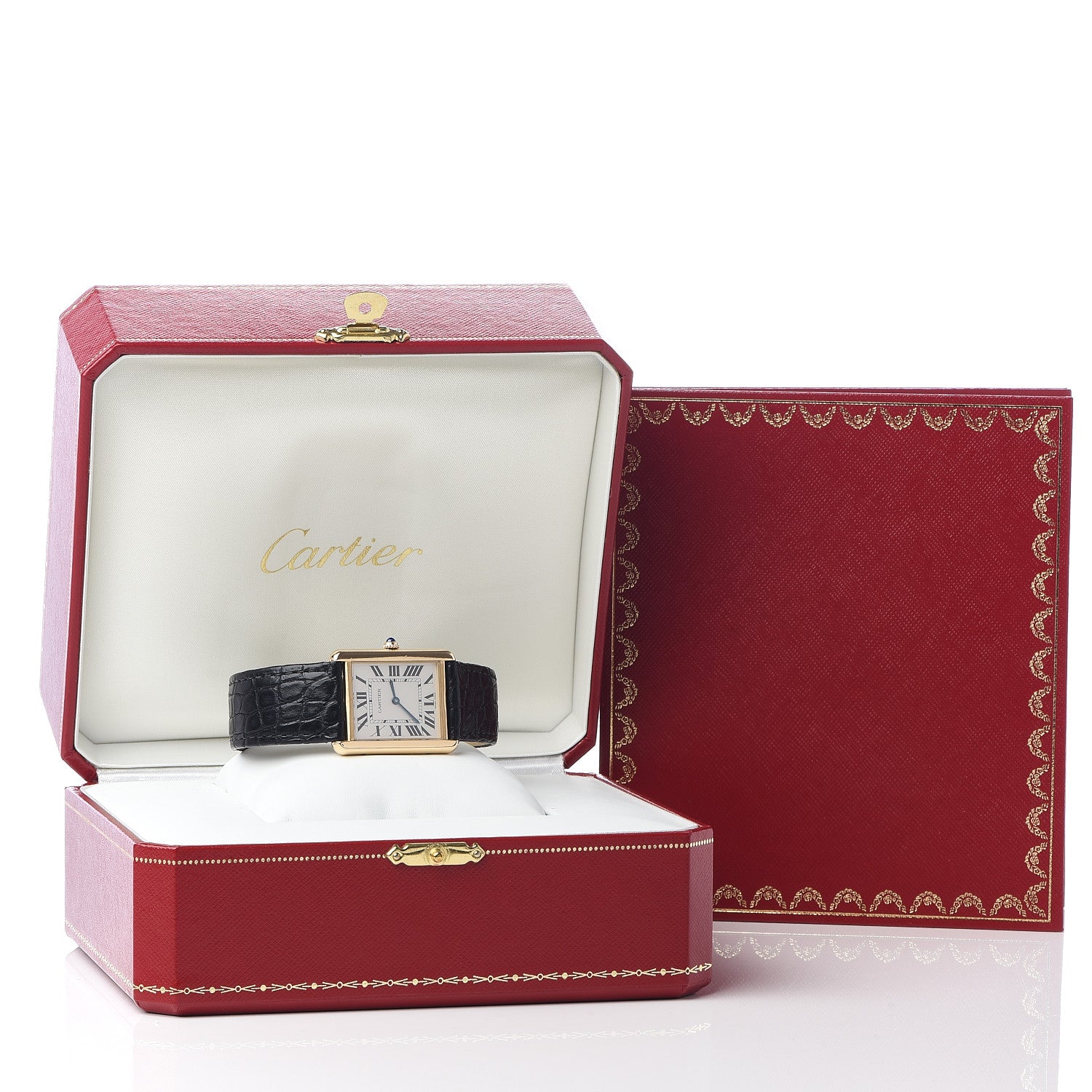 Cartier Stainless Steel 18K Yellow Gold Alligator 27mm Tank Solo Quartz Watch 8 of 8