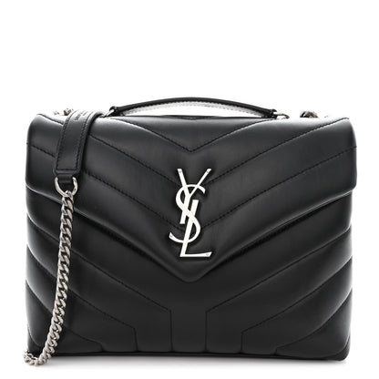 Saint Laurent Calfskin Y Quilted Monogram Small Loulou Chain Satchel Black 1 of 10