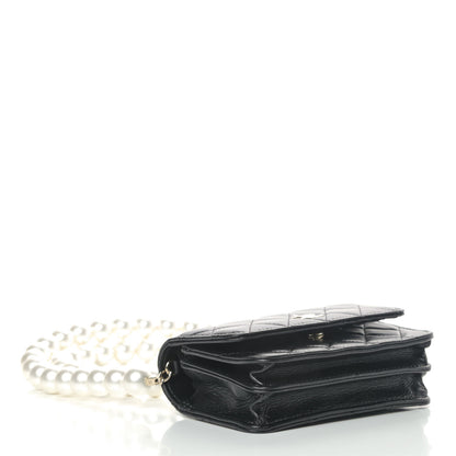 Chanel Calfskin Quilted Mini Maxi Pearls Wallet On Chain WOC Black 3 of 4