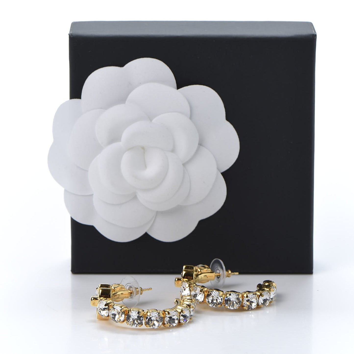 Crystal CC Turnlock Hoop Earrings Gold