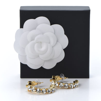 Chanel Crystal CC Turnlock Hoop Earrings Gold 6 of 6