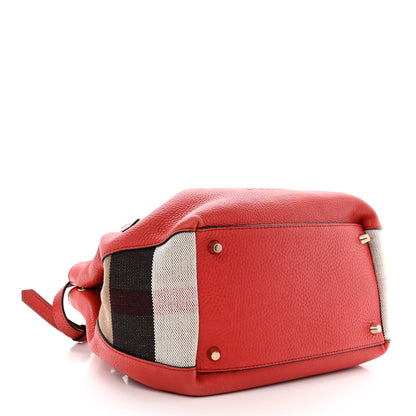 Burberry Grainy Calfskin House Check Small Maidstone Red 4 of 17