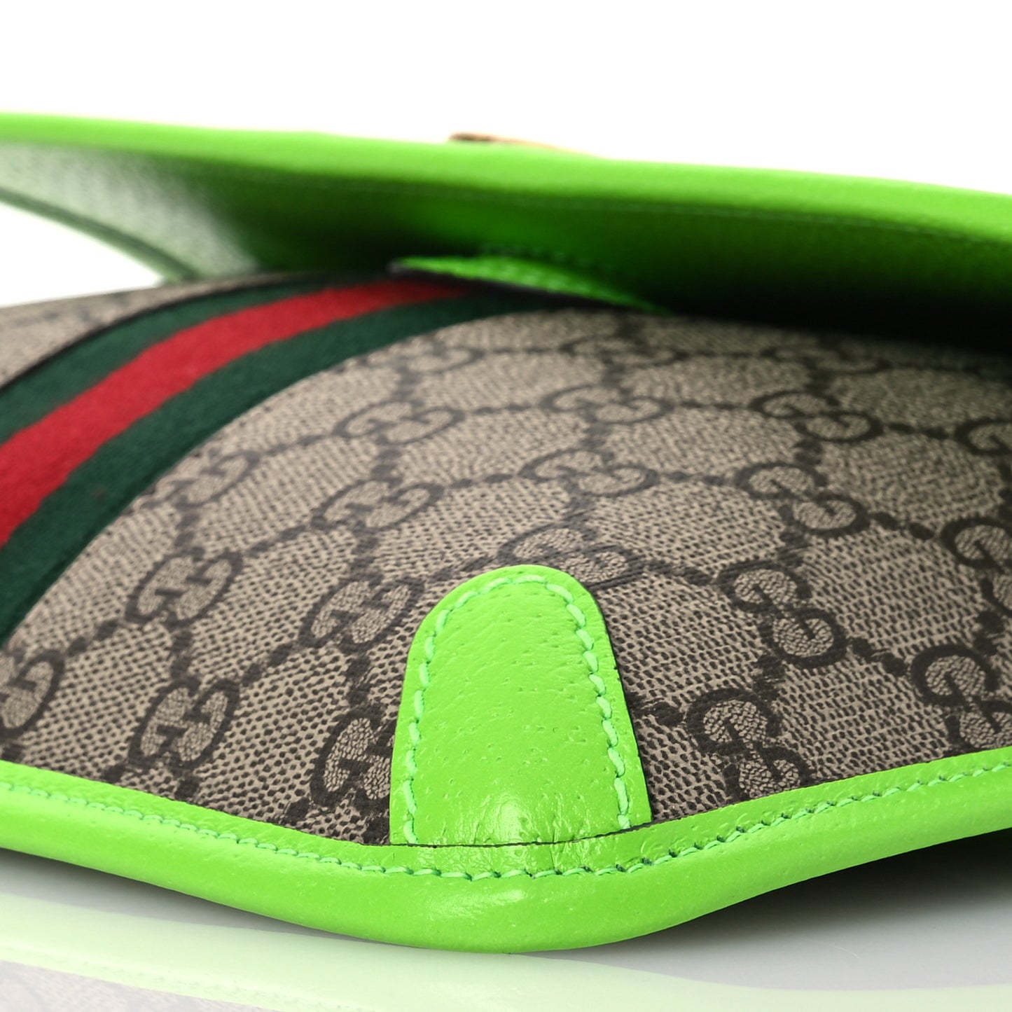 GG Supreme Monogram Web Small Ophidia Belt Bag Beige Ebony Electric Green