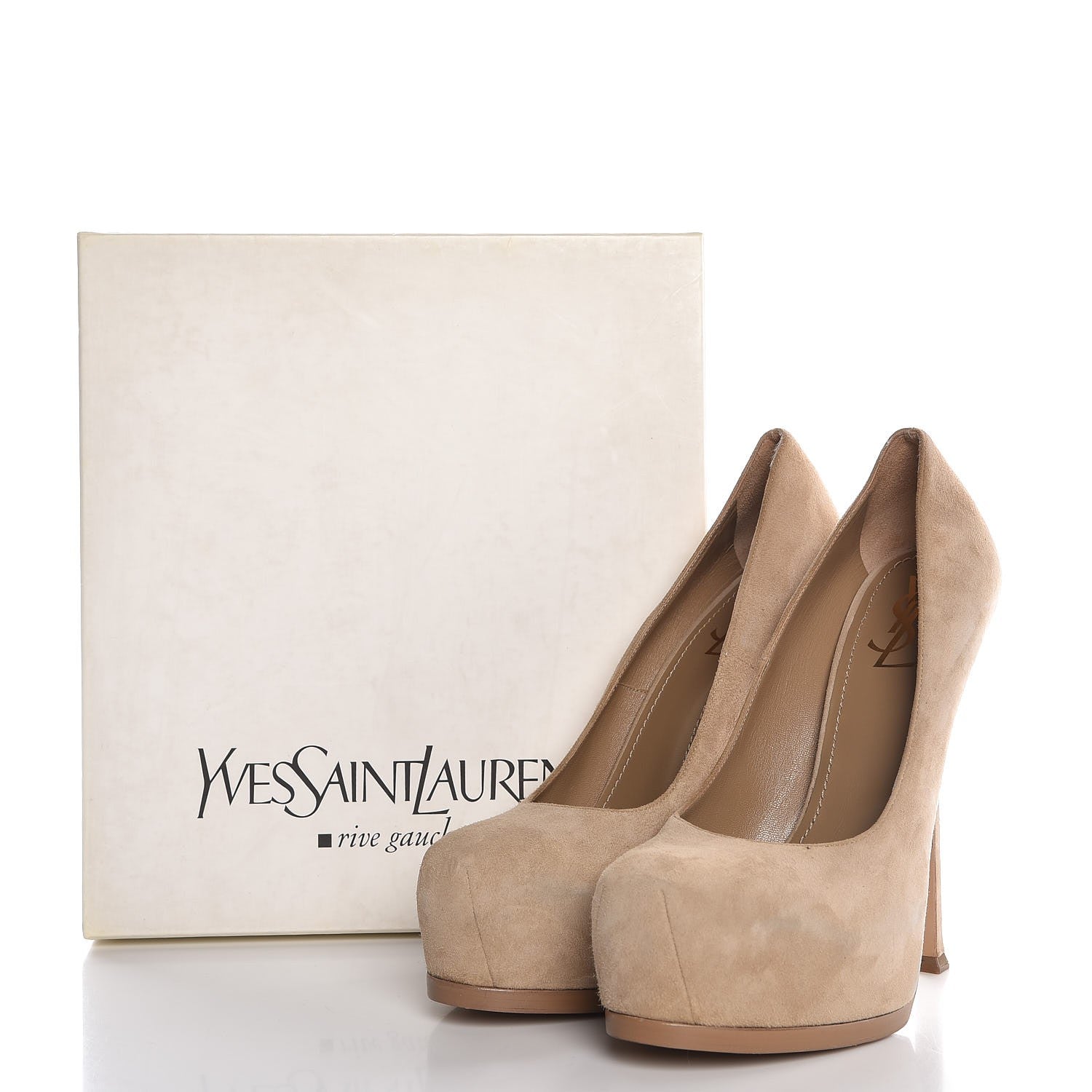 Saint Laurent Suede Tribtoo 105 Platform Pumps 40 Beige 14 of 14