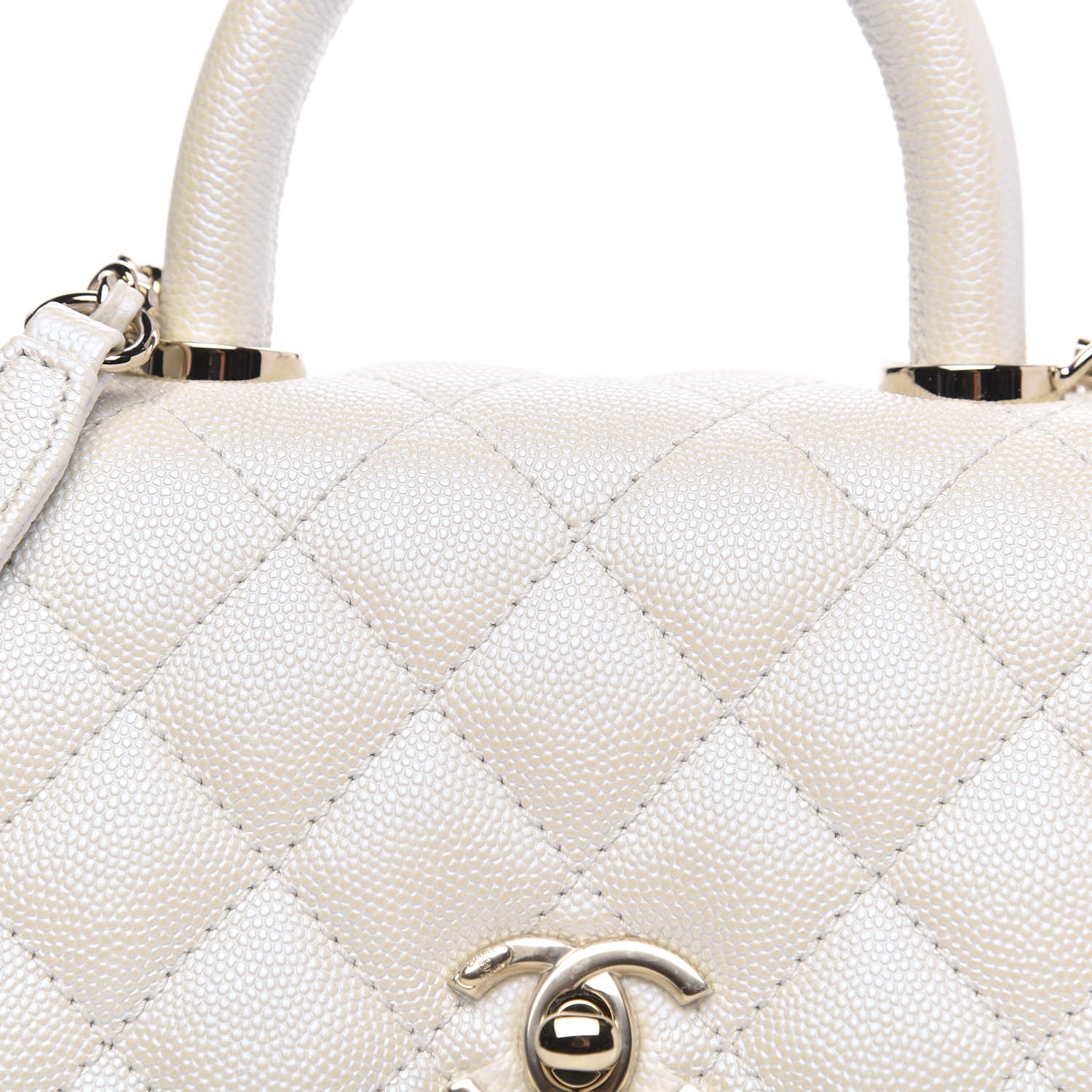 Chanel Iridescent Caviar Quilted Extra Mini Coco Handle Flap White 10 of 11