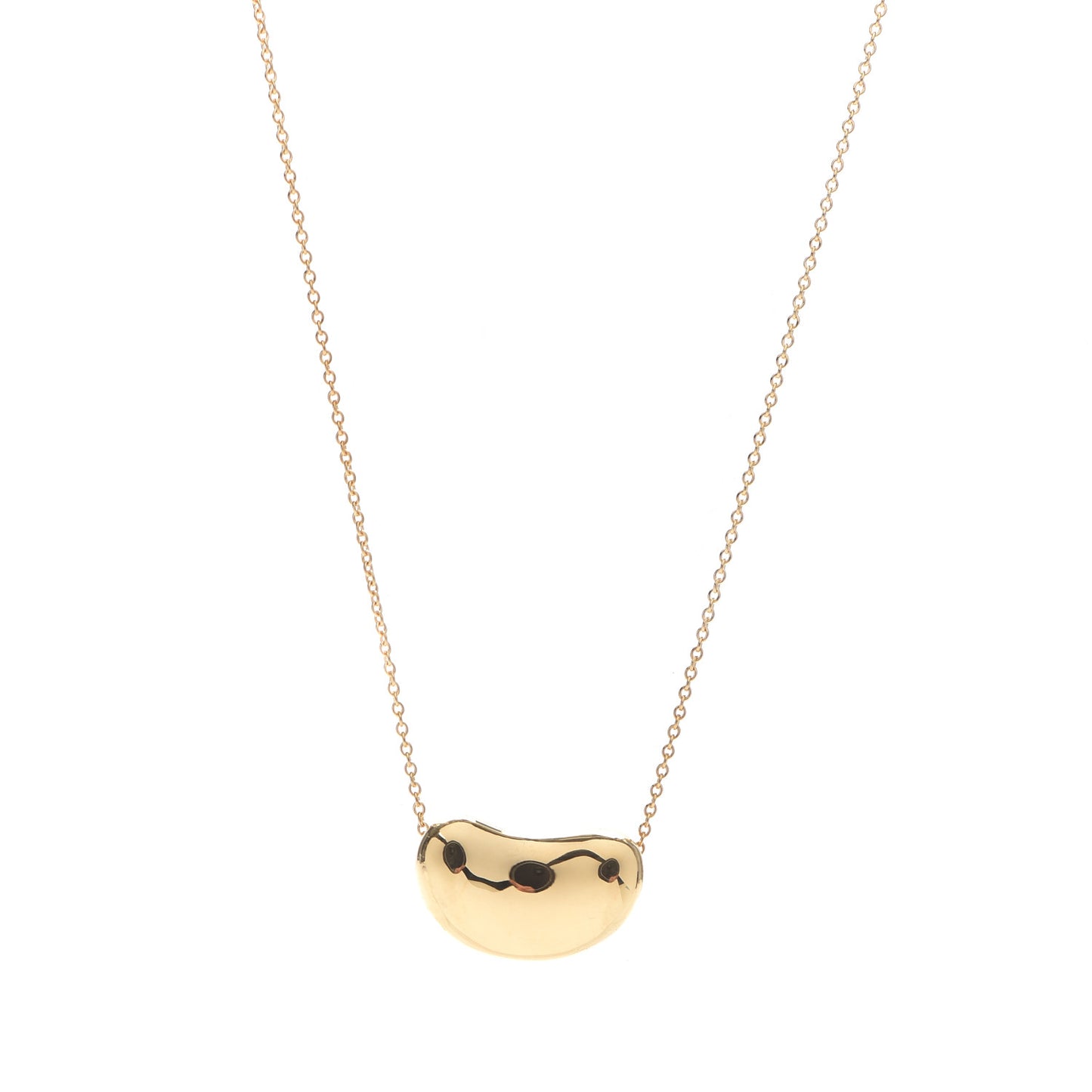 18K Yellow Gold 18mm Elsa Peretti Bean Pendant Necklace