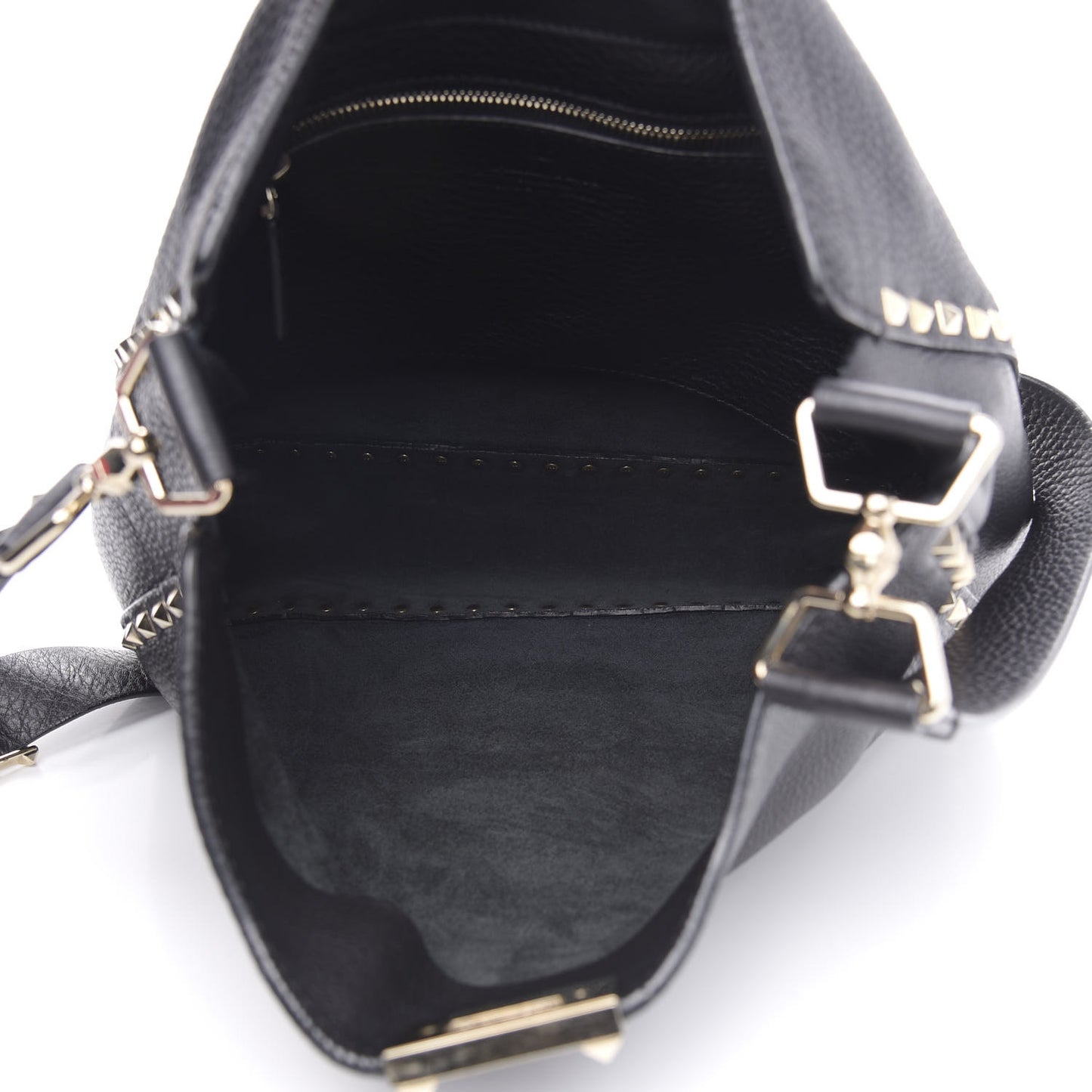 Pebbled Calfskin Large Rockstud Flip-Lock Messenger Bag Black