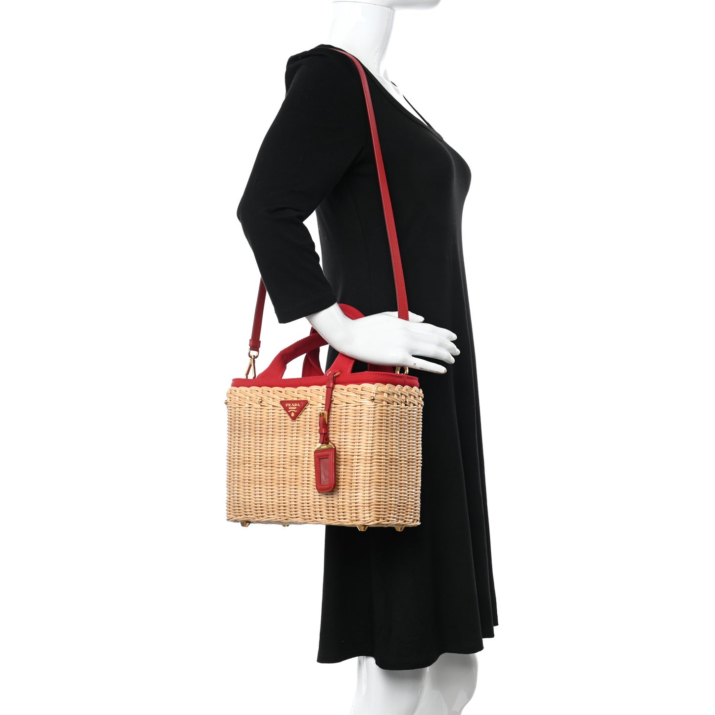 Wicker Canvas Tote Naturale Red