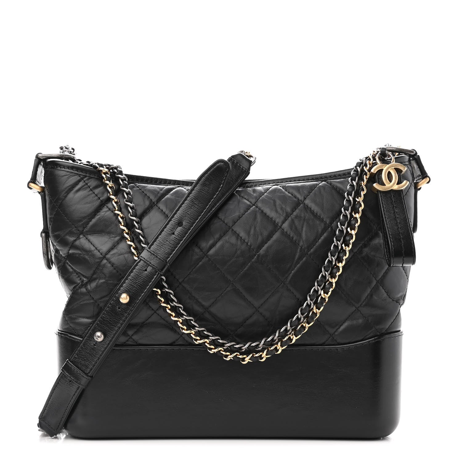 Chanel Aged Calfskin Quilted Medium Gabrielle Hobo Black 1 of 11