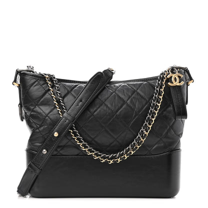 Chanel Aged Calfskin Quilted Medium Gabrielle Hobo Black 1 of 11