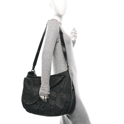 Christian Dior X PETER DOIG Denim Printed Saddle Soft Bag Black Multicolor 2 of 9