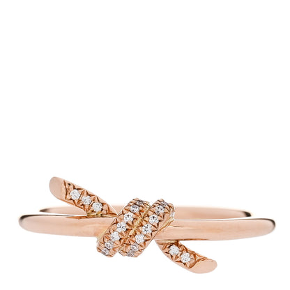 Tiffany 18K Rose Gold Diamond Small Knot Ring 55 7.25 1 of 5
