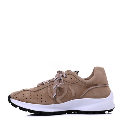 Chanel Suede Goatskin CC Sneakers 39 Dark Beige 1 of 9