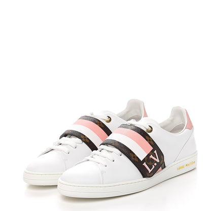 Louis Vuitton Calfskin Monogram Striped Frontrow Sneakers 39 White 3 of 11