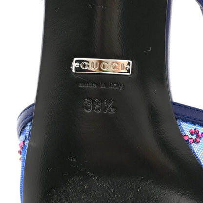 Gucci Tela Retino Nappa Charlotte Crystal GG Monogram Square G 35mm Slingback Pumps 38.5 Splash Net Blue Witch 6 of 9