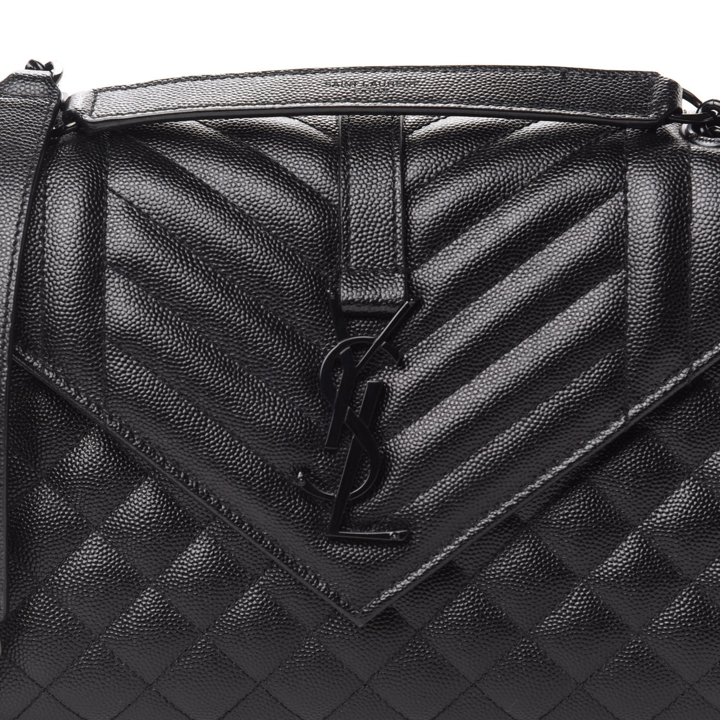 Grain De Poudre Textured Mixed Matelasse Triquilt Medium Monogram Satchel Black