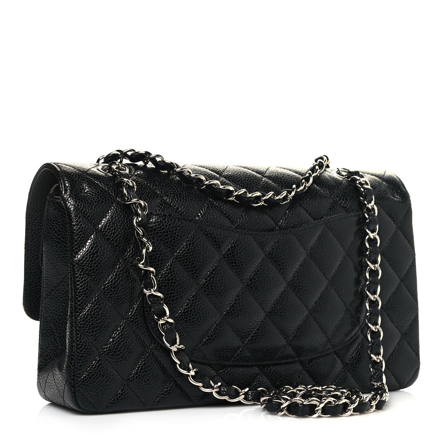 Caviar Quilted Medium Double Flap Black
