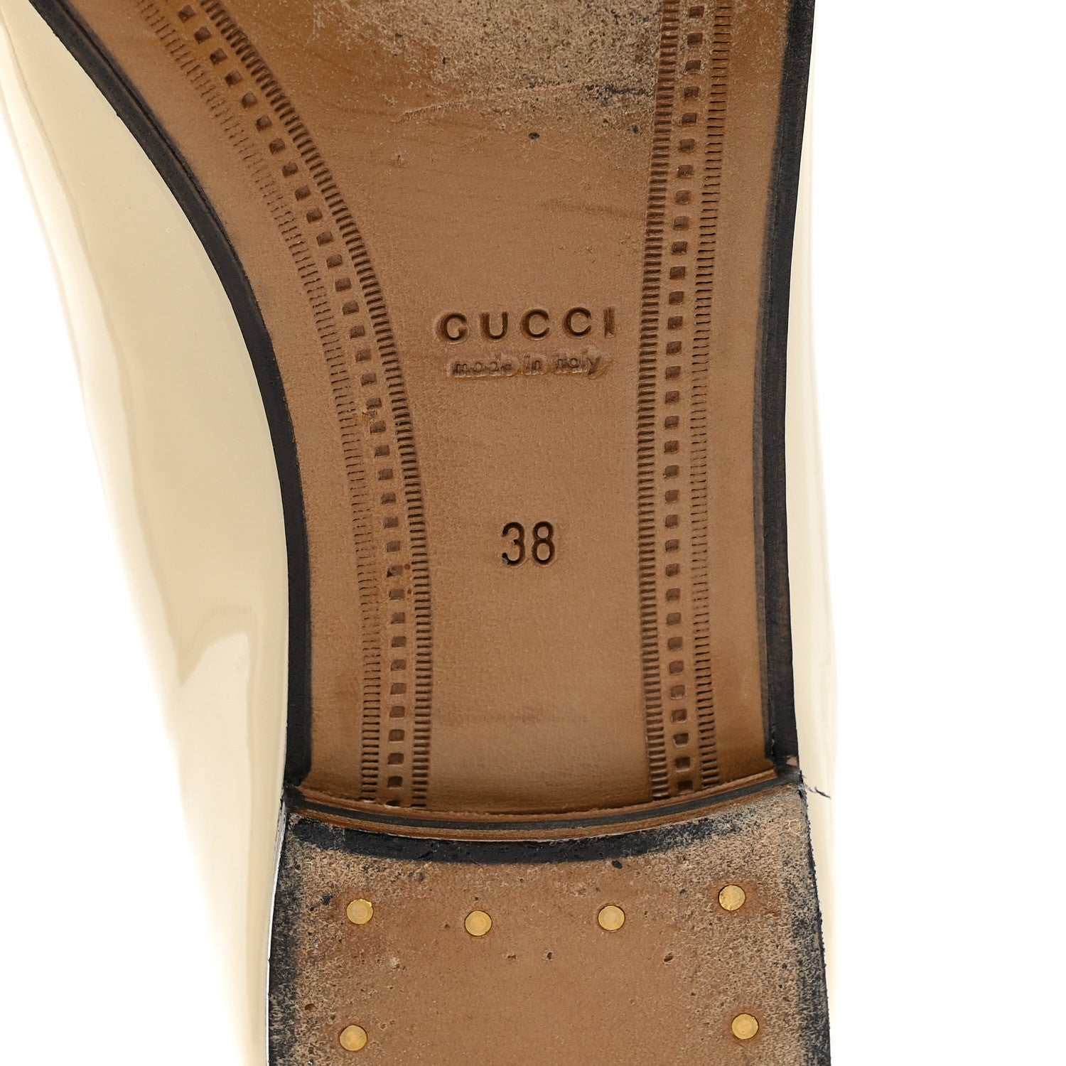 Gucci Vitello Vernice Soft Womens Jordaan Loafers 38 New Ivoire 7 of 10