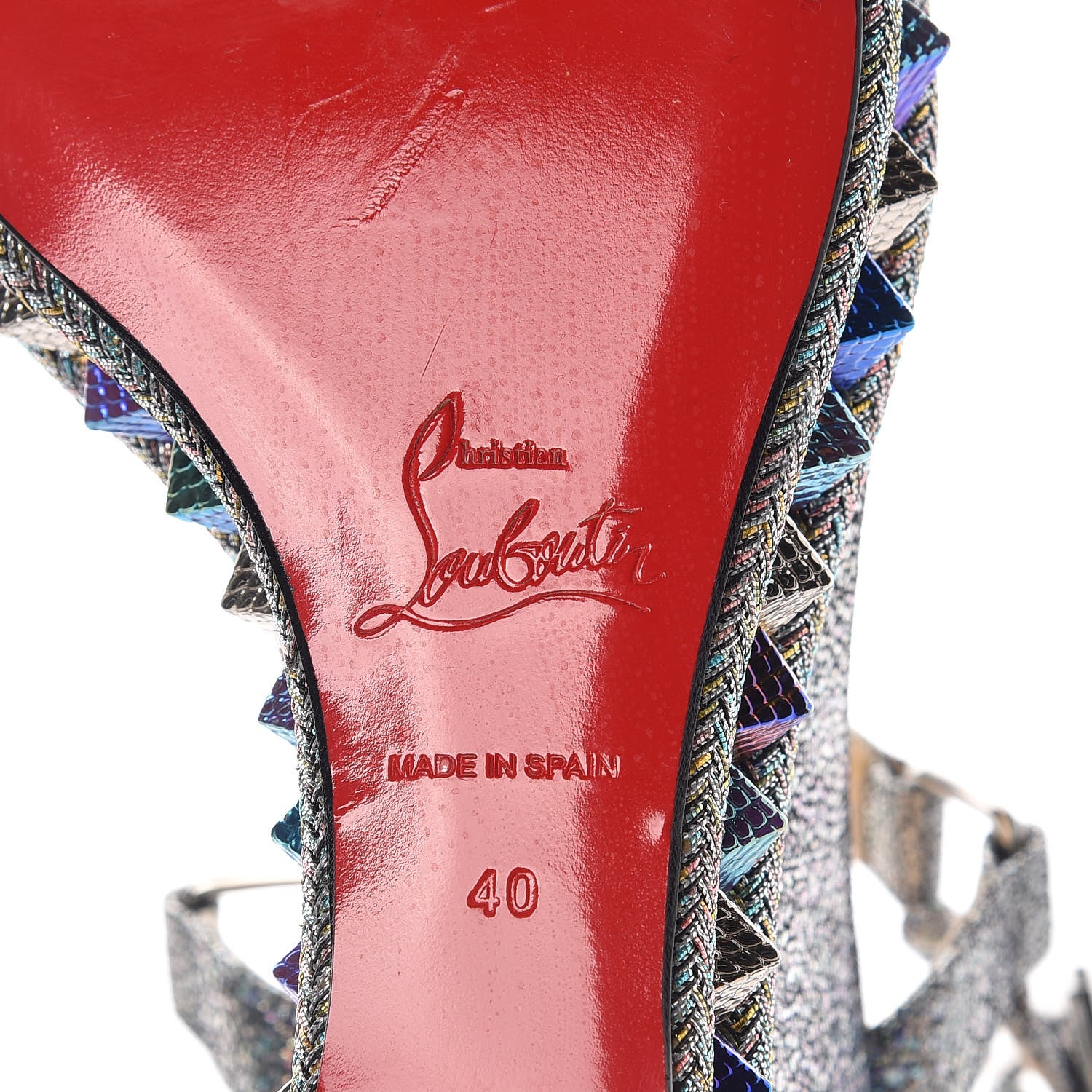 Christian Louboutin Nappa Mica Pyraclou 110 Wedge Sandals 40 Silver 6 of 10