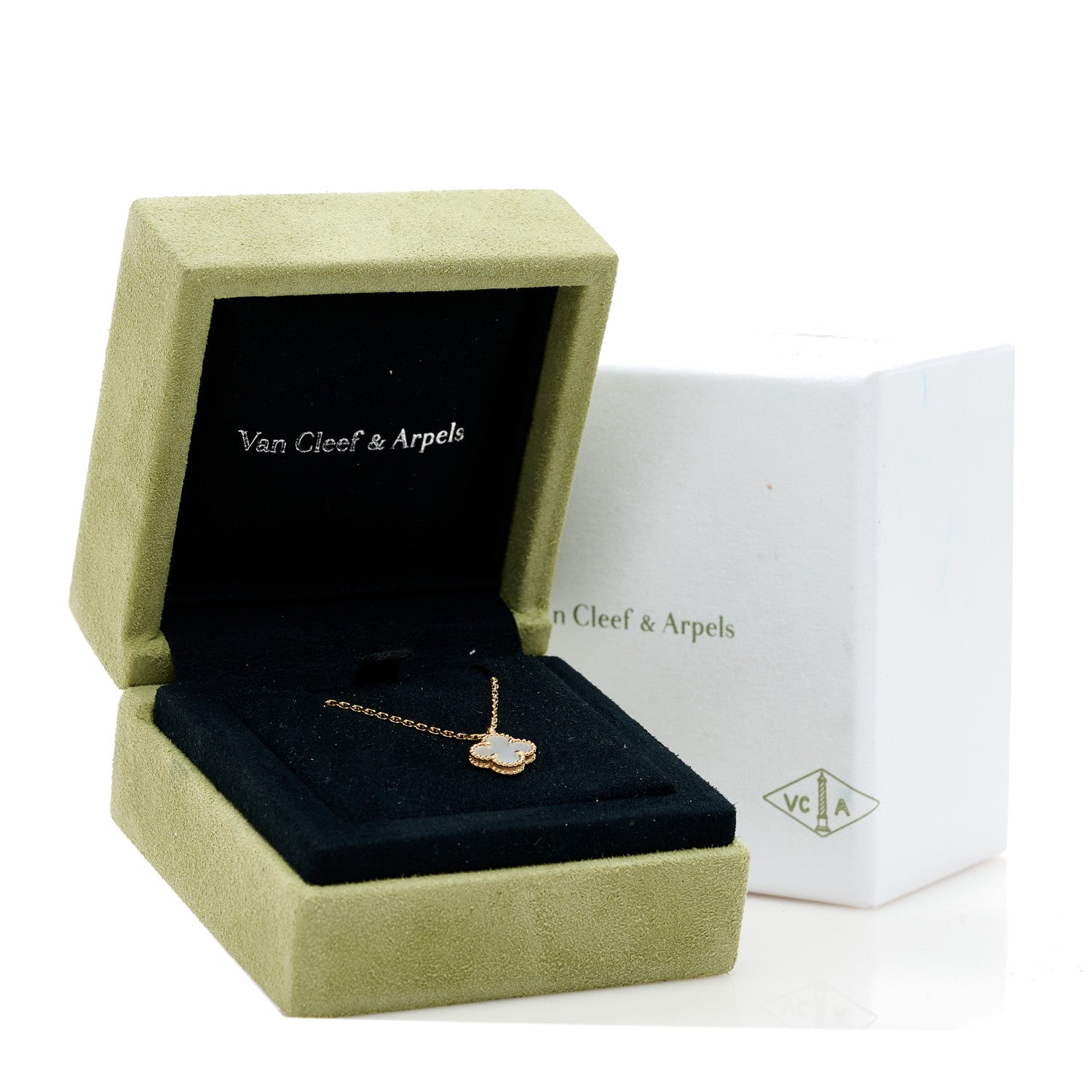 Van Cleef & Arpels 18K Yellow Gold Mother of Pearl Sweet Alhambra Pendant Necklace 6 of 6