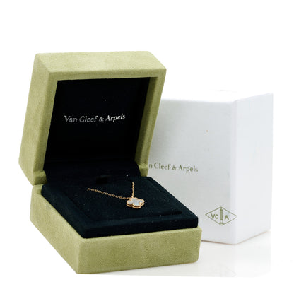 Van Cleef & Arpels 18K Yellow Gold Mother of Pearl Sweet Alhambra Pendant Necklace 6 of 6