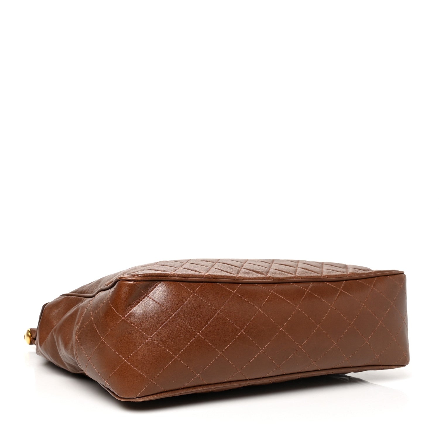 Chanel Lambskin Quilted Satchel Brown 3 of 9