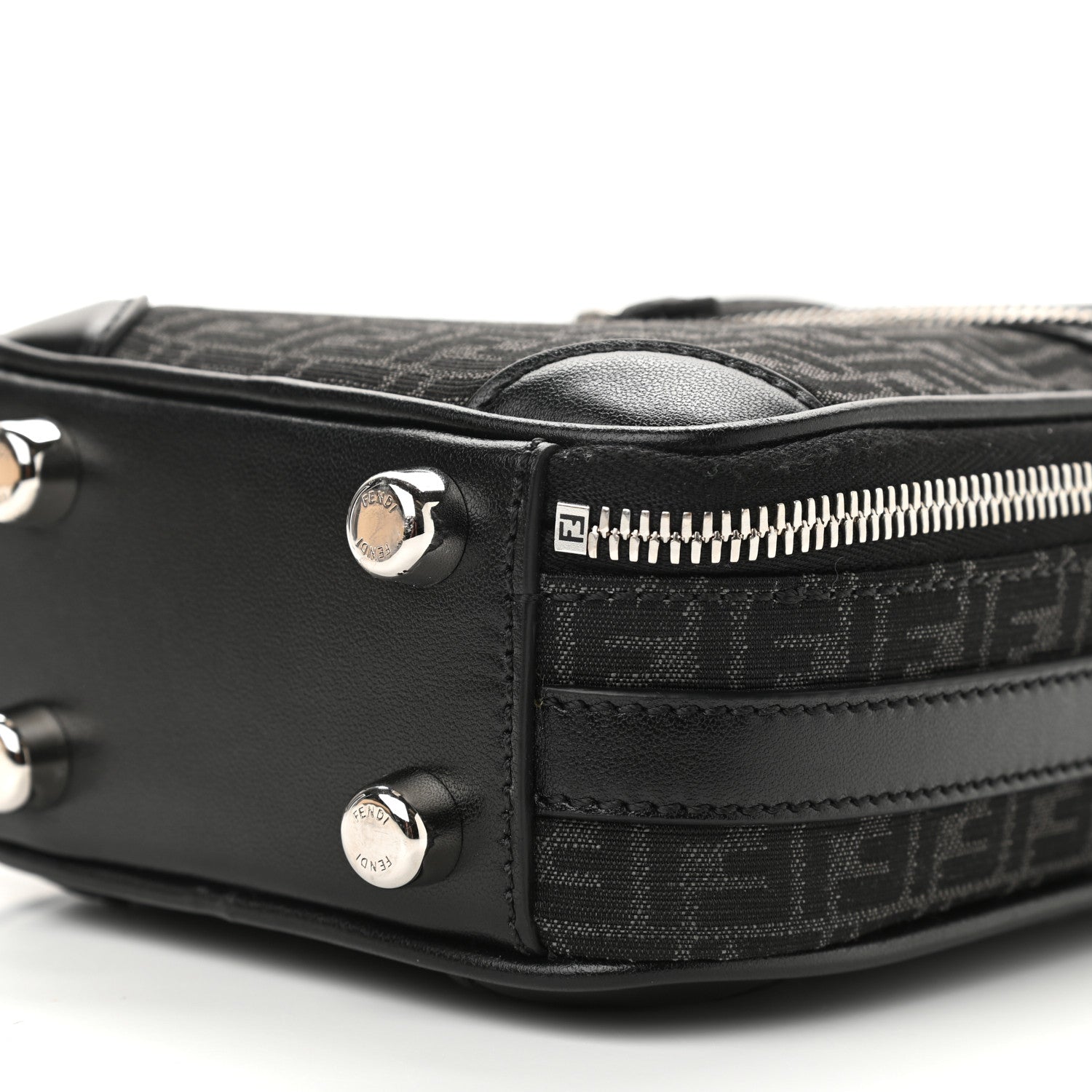 Fendi Recycled Fabric Jacquard Vitello Astro Micro FF Mini Trolley Bag Asfalto Black 10 of 10