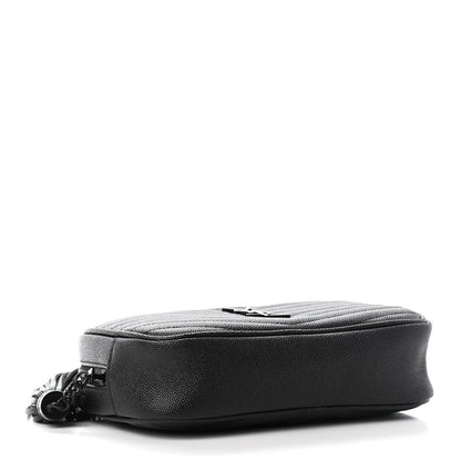 Saint Laurent Grain De Poudre Matelasse Monogram Mini Lou Camera Bag Black 4 of 9