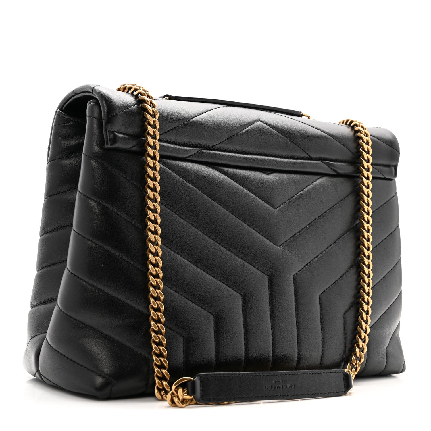 Saint Laurent Calfskin Y Quilted Monogram Medium Loulou Chain Satchel Black 3 of 17