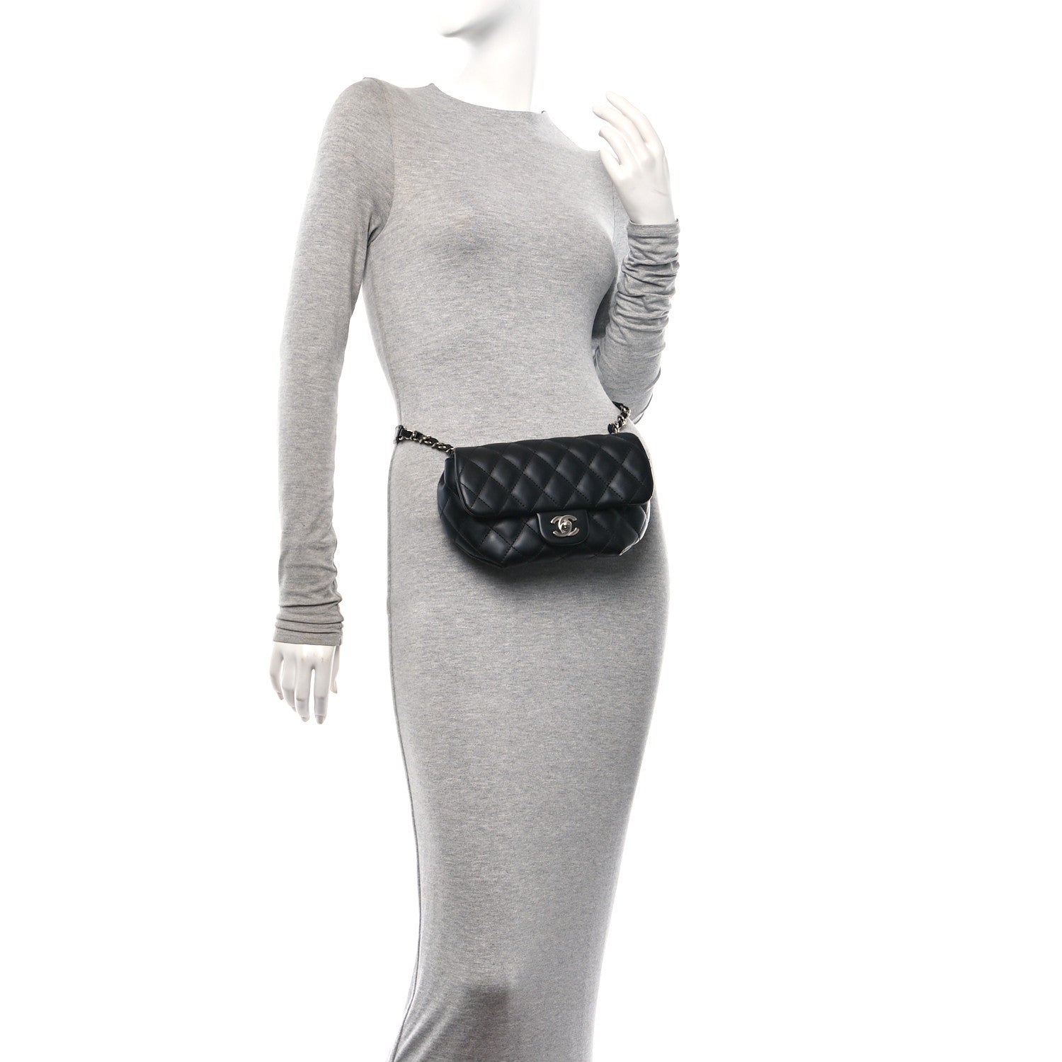 Chanel Calfskin Quilted CC Uniform Flap Belt Bag Black 2 of 10