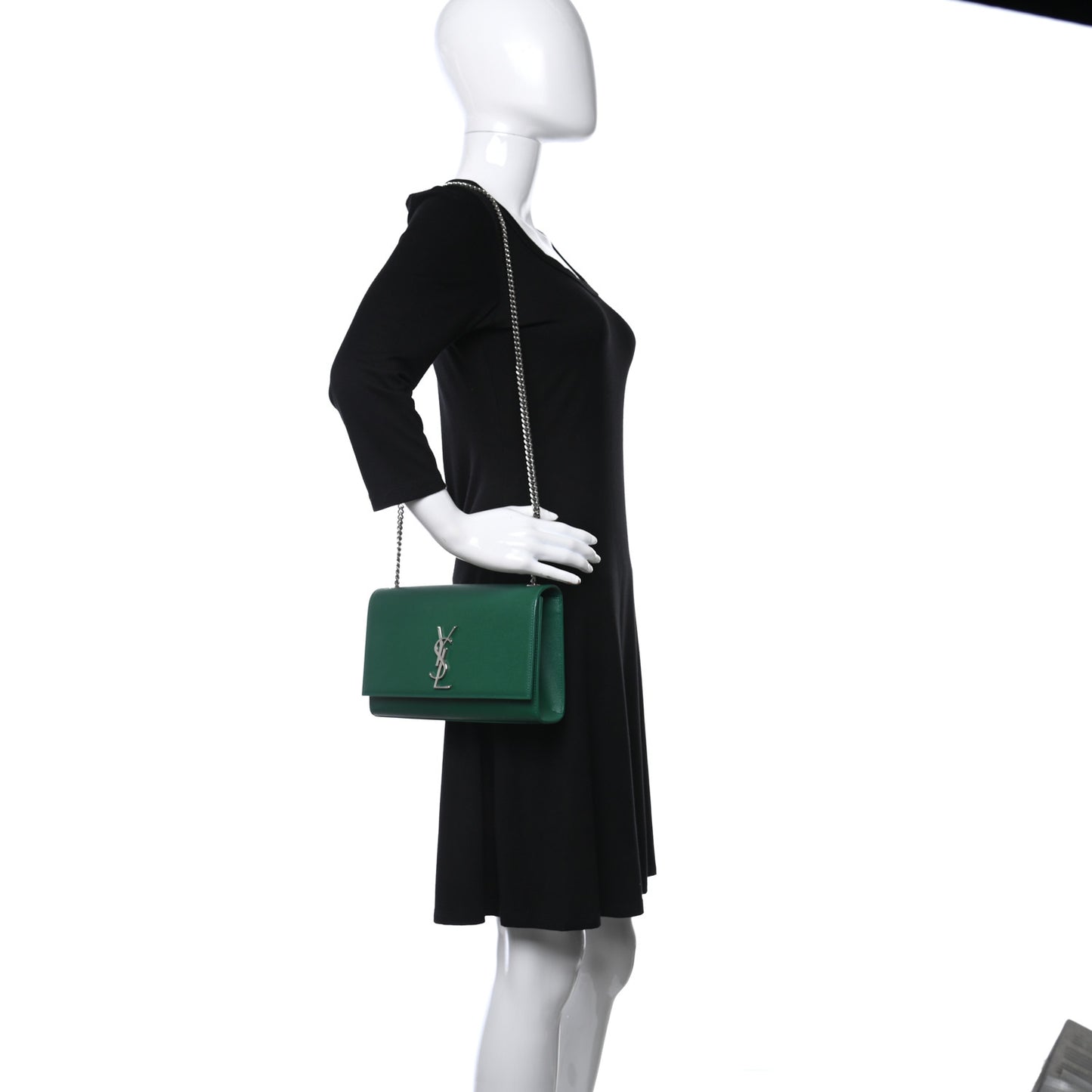 Grain De Poudre Medium Classic Monogram Kate Satchel Green