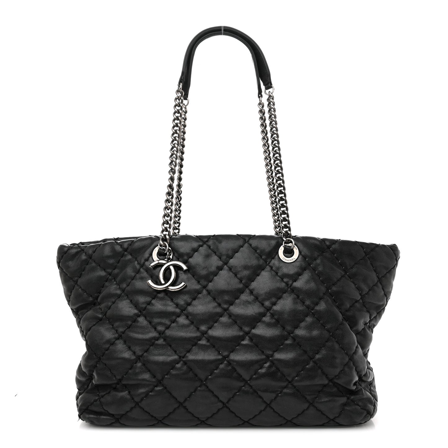 Calfskin Ultimate Stitch Shopping Tote Black