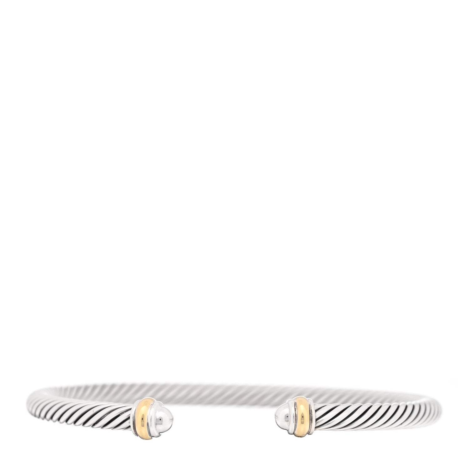 David Yurman Sterling Silver 18K Yellow Gold 4mm Cable Classics Bracelet 1 of 3