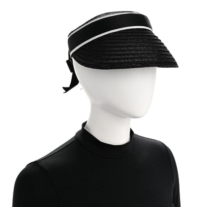 Chanel Abaca Cotton Ribbon Visor M Black 2 of 8