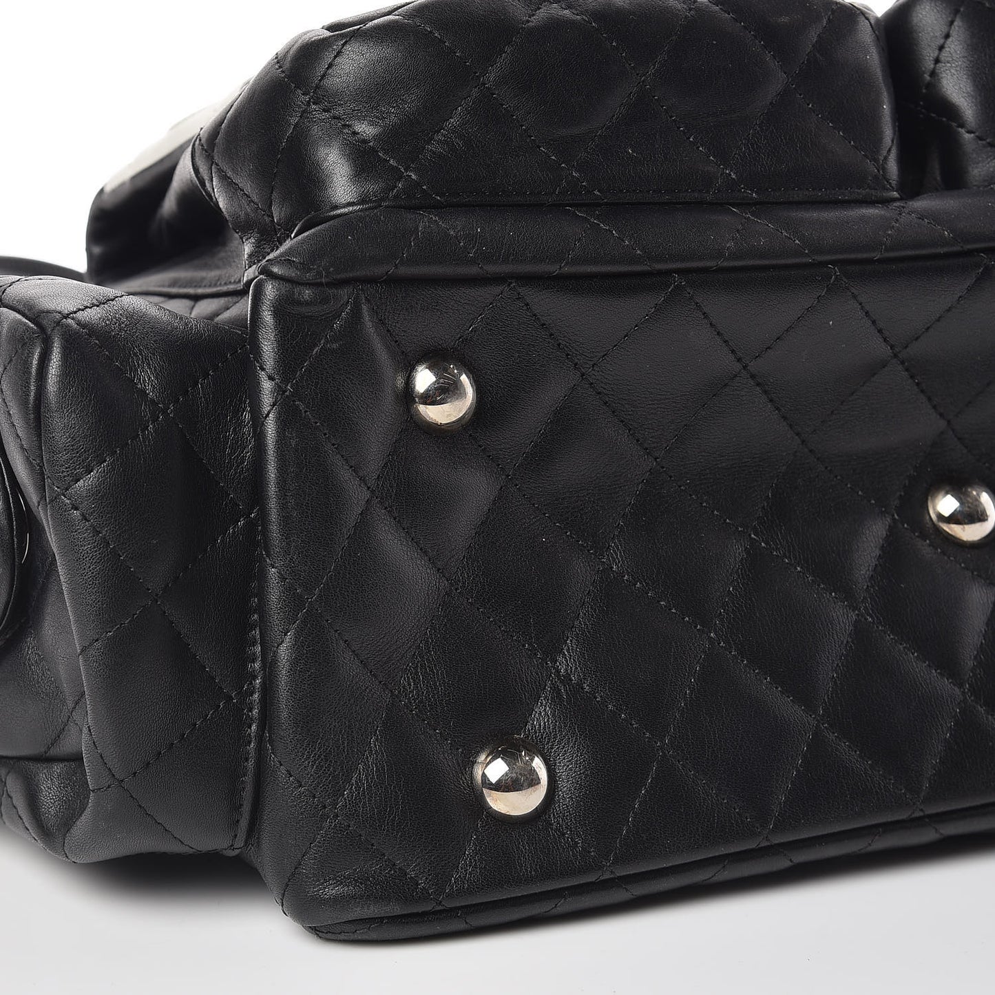 Calfskin Quilted Large Cambon Multipocket Reporter Black White