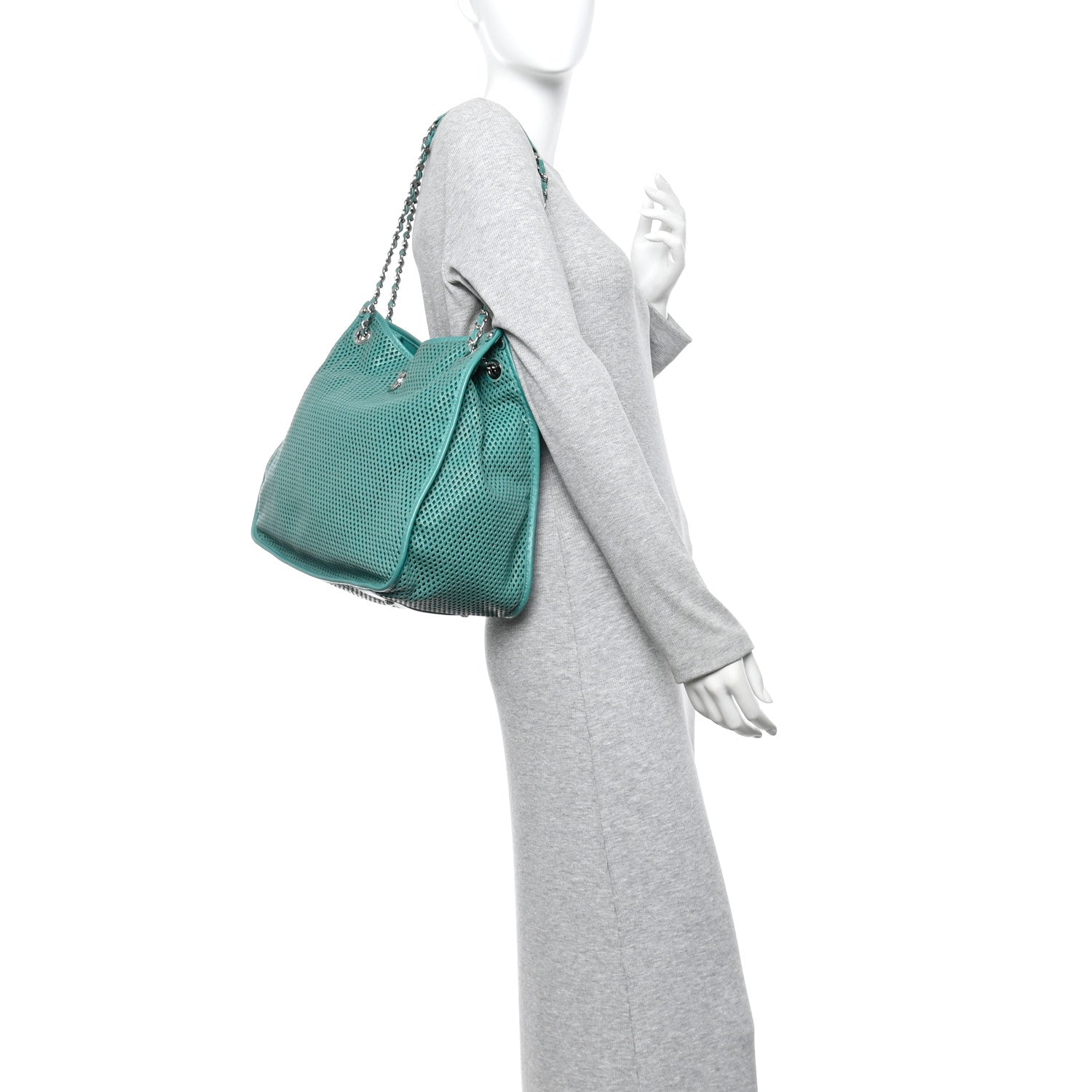 Chanel Calfskin Perforated Up In The Air Tote Green 2 of 10