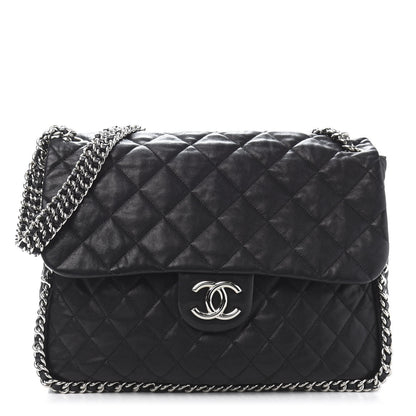 Chanel Washed Lambskin Quilted Maxi Chain Around Flap Black 1 of 12