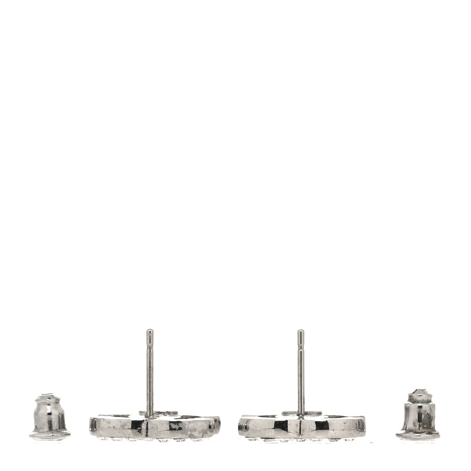 Chanel Crystal Mini Timeless CC Earrings Silver 3 of 4