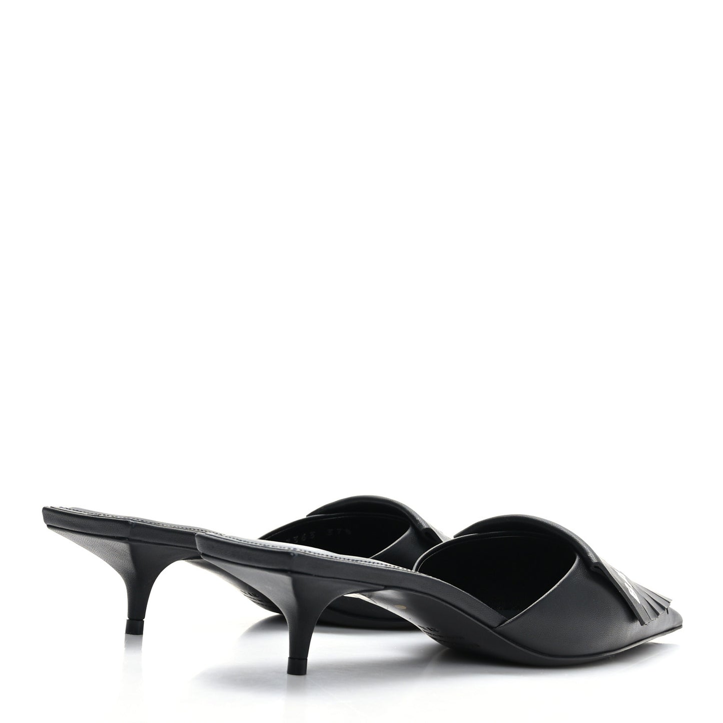 Soft Nappa Logo Fringe Square Knife Pointed Toe 40mm Mules 37.5 Black White