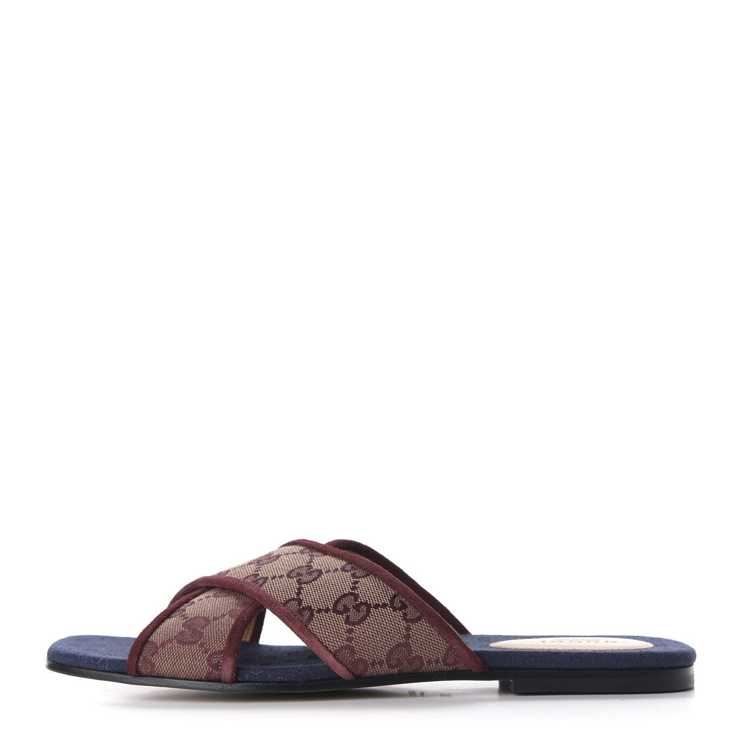 Canvas GG Monogram Womens Criss Cross Slide Sandals 39.5 Sahara Rubino Chardonnay