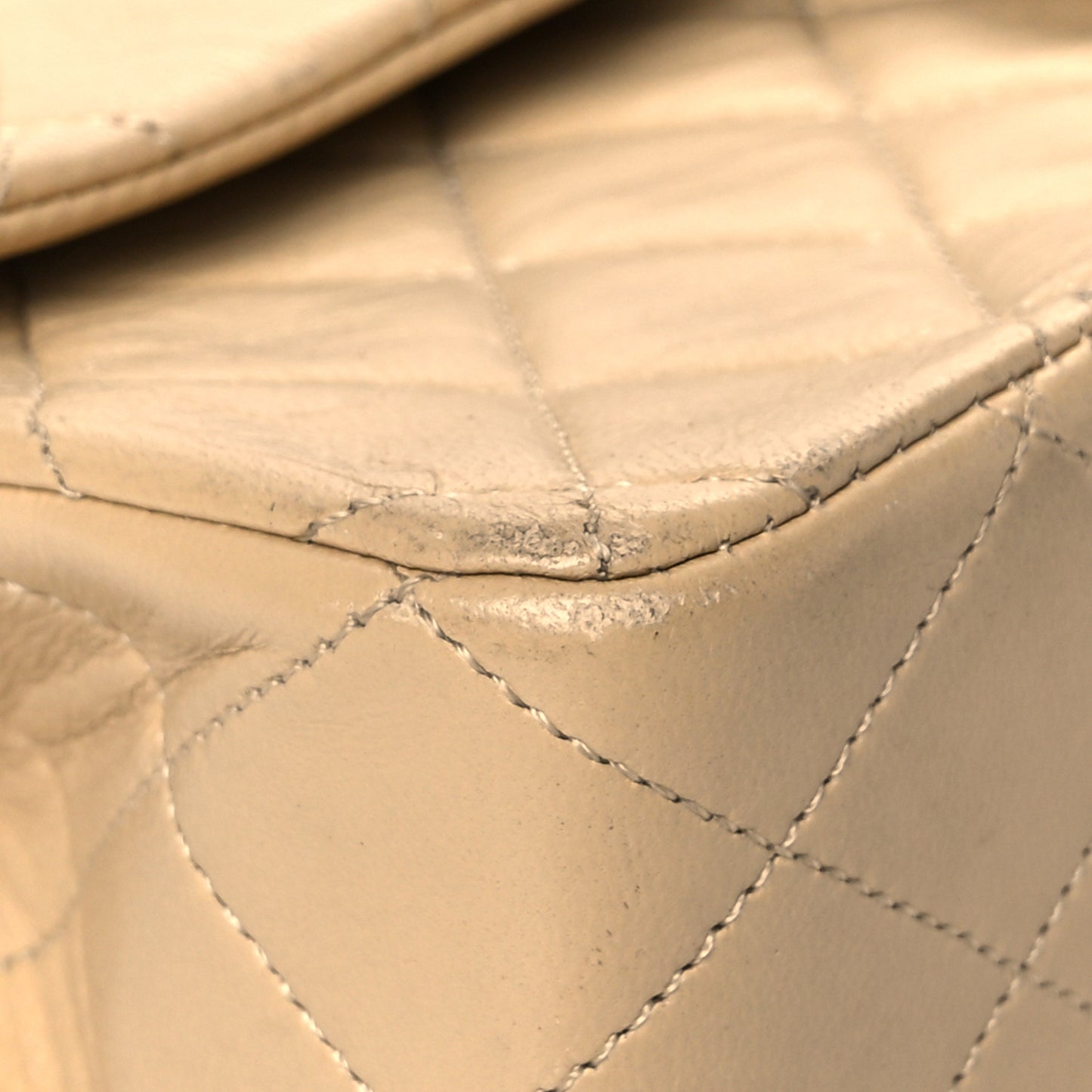 Lambskin Quilted Medium Double Flap Beige