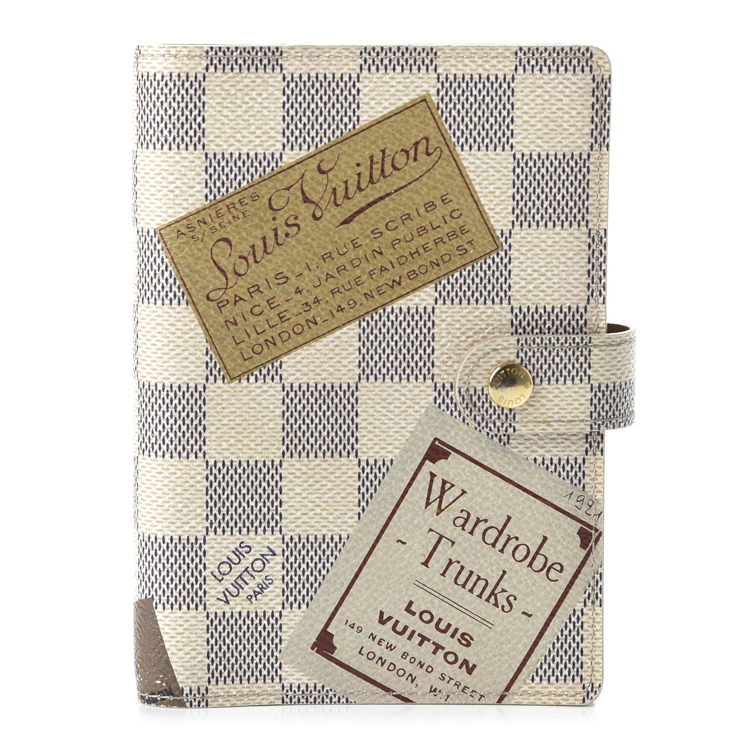 Louis Vuitton Damier Azur Illustre Small Trunks Labels Ring Agenda Cover 1 of 10